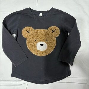 Huxbaby Black Long Sleeve Shirt with Bear Design